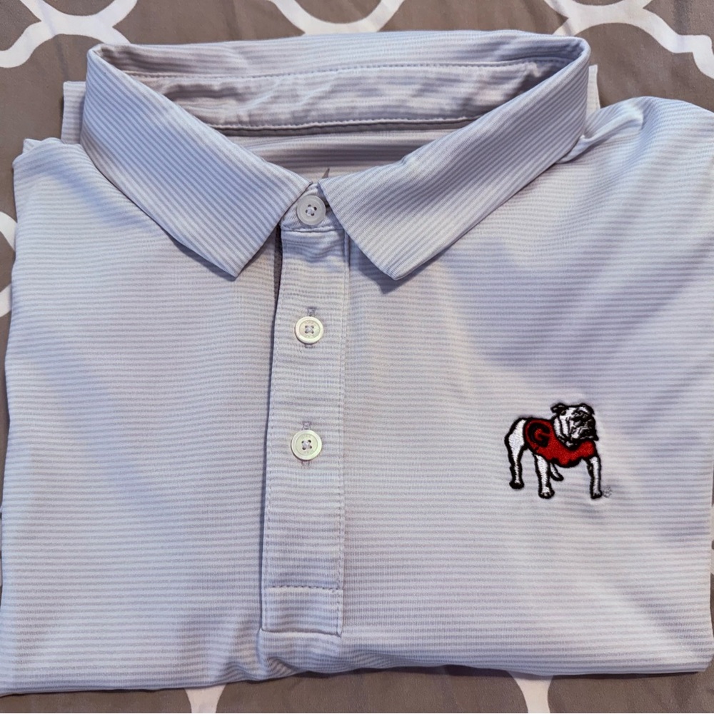 Men's Gray Striped Nike UGA Polo Shirt